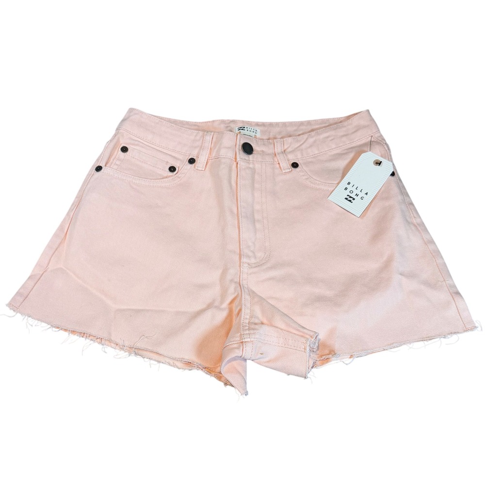 Billabong High Tides Denim Shorts Peach Pink Raw Hem Size 27 NWT 24B201501